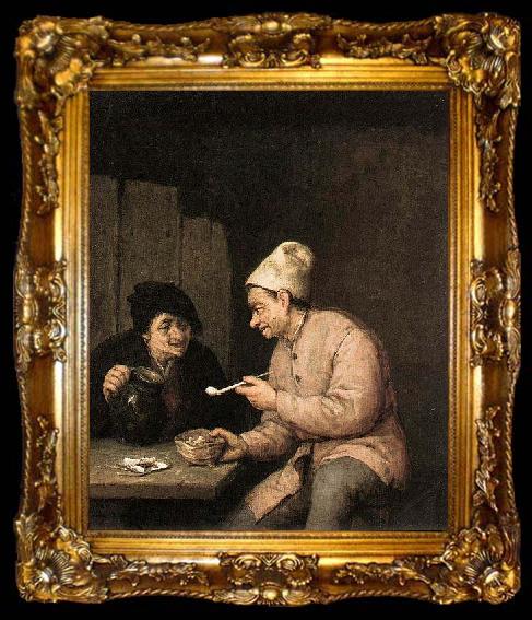 framed  OSTADE, Adriaen Jansz. van Piping and Drinking in the Tavern, ta009-2